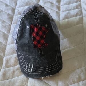 AGB Black and Red Plaid Patch Cap